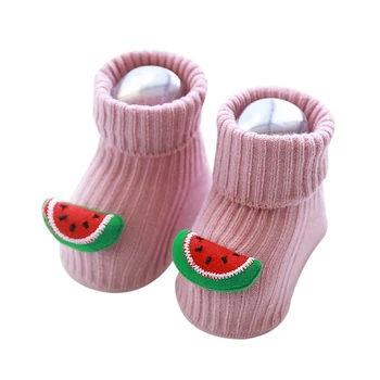 

Baby Socks Cartoon Fruit Design Pattern Boys Girls Infant Toddler Anti-slip Cotton Socks Cute Newborn Sole Soft Shoes Drop