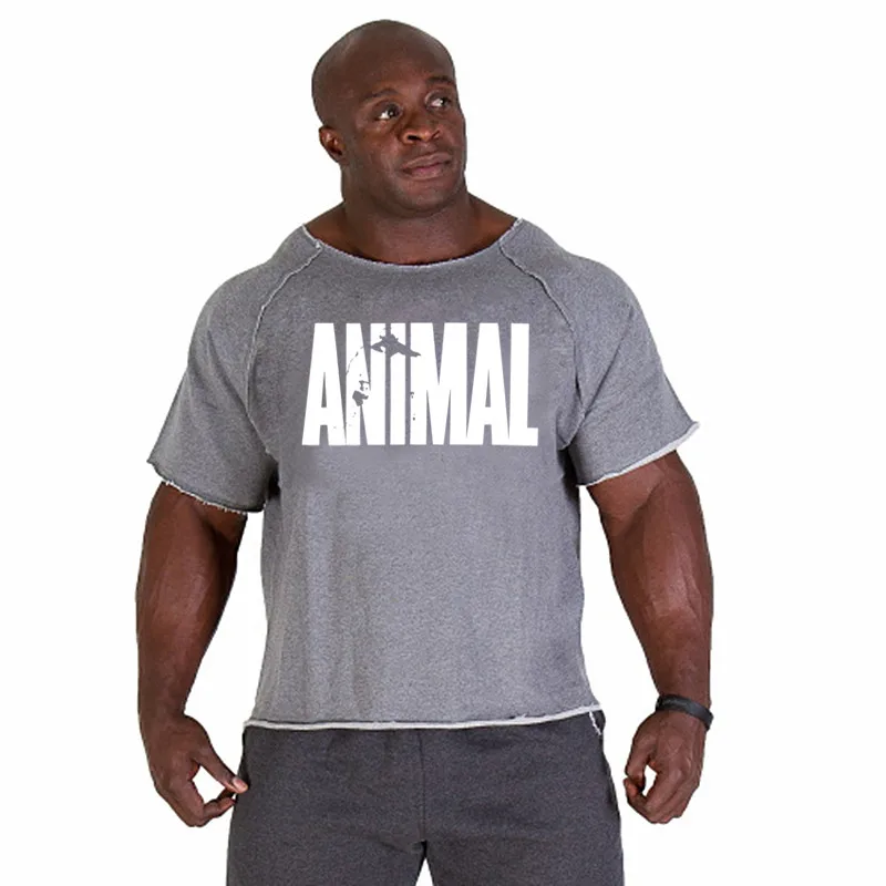 

Animal Printed Mens Clothes Cotton T Shirt Summer Gyms Fitness Bodybuilding Shirts Male fashion Casual Short sleeve Tees Tops