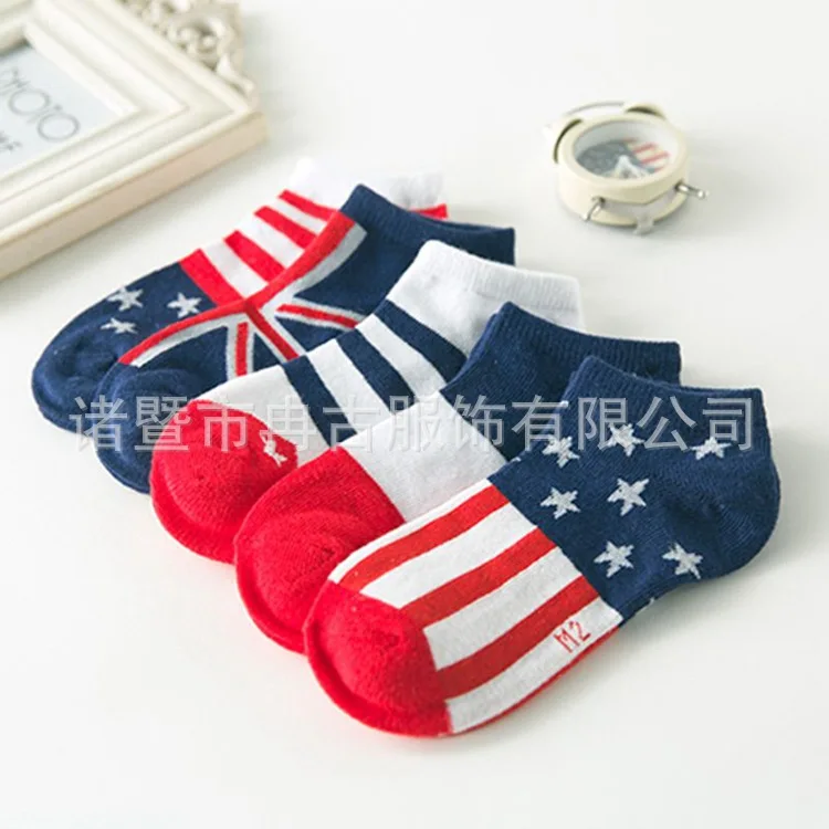 

Spring And Autumn New Style CHILDREN'S Cotton Socks Versatile National Flag Pattern Men And Women Children's Socks Large Childre