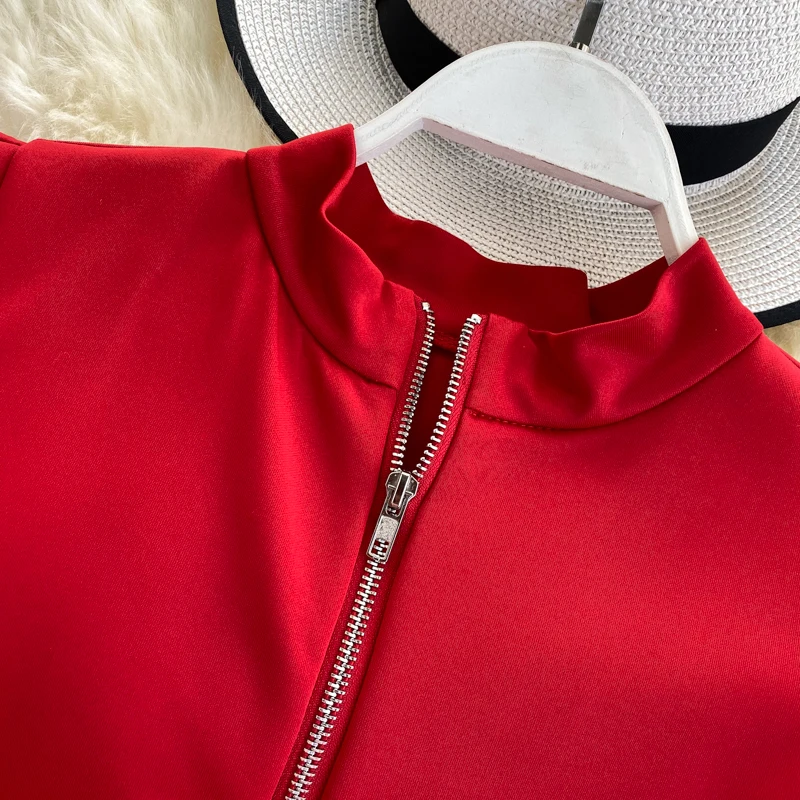 Neploe French Retro Stand Collar Puff Long Sleeve Blusas Slim Fit Zipper Pleat Blouse Autumn Spring 2020 New Solid Shirt 47913