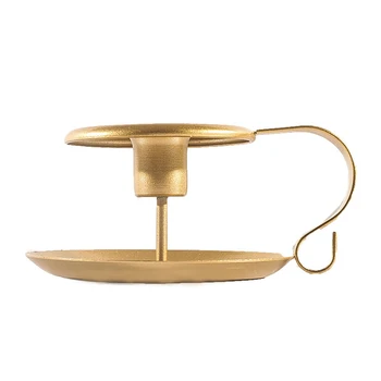 

2pcs Desktop Decor Candle Holder With Handle Festival Retro Iron Taper Home Free Standing Wedding Party Living Room Candlestick