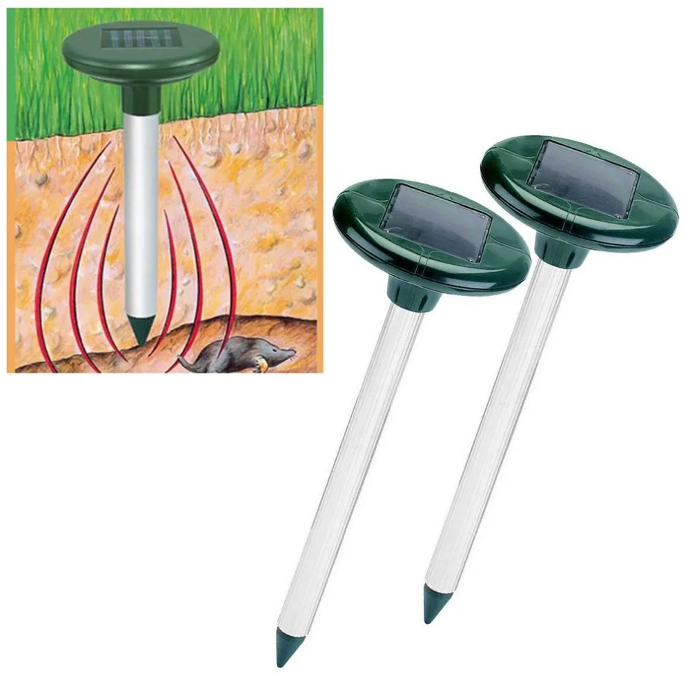 

2pcs/set Solar Powered Ultrasonic Mouse Repeller With LED Lights Animal Insect Pest Control Device for Outdoor Garden Repellent
