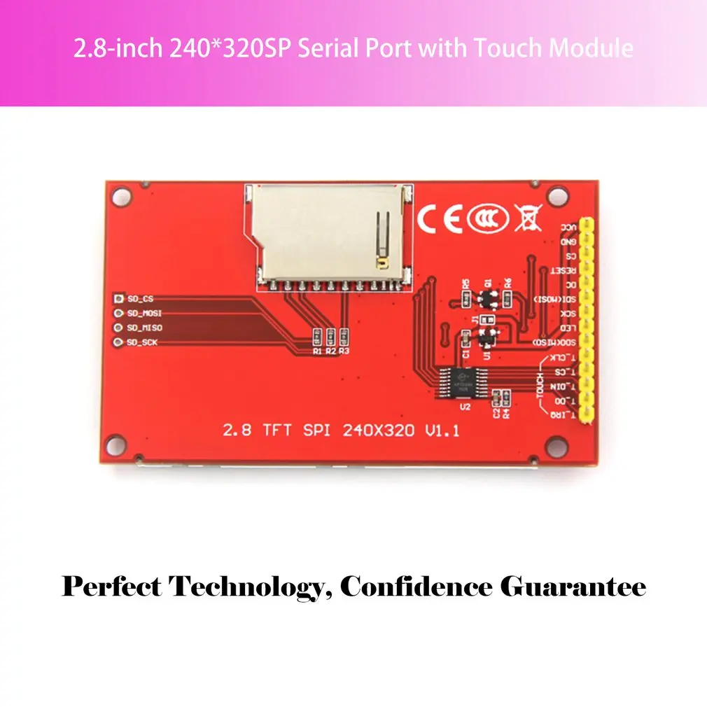 2,8 дюймов TFT SPI Серийный ЖК-дисплей Разрешение 320*240 2,8 дюймов ЖК-дисплей модуль с сенсорным слотом для sd-карты 3,3 V-5 V Драйвер IC ILI9341