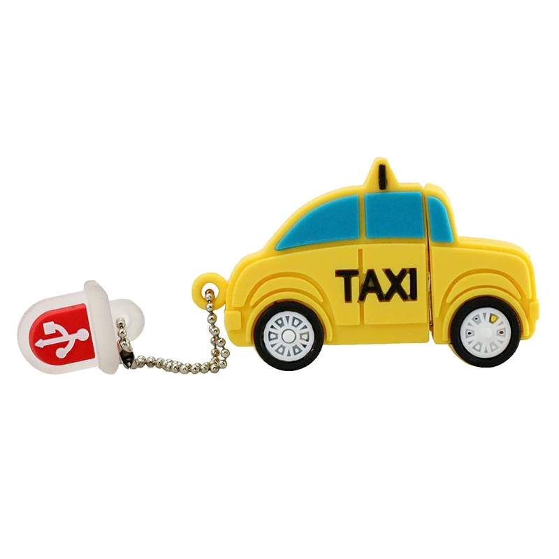 Cartoon Car U Disk flash pen-drive Silicone Cute Taxi 256GB 128GB 16 64 32 8 4 256 gb Pendrive Memory Stick USB2.0 Creative Gift