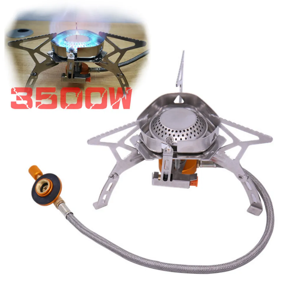 

3500w Camping Gas Stove Burner Split Portable Butane Burner Ignition Fogao Cooker Outdoor Cooking Gas Adapter Adaptor Conversion