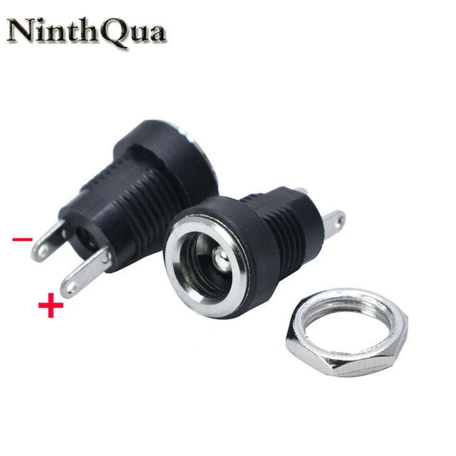 Conector hembra de montaje en Panel para fuente de alimentación de CC,  adaptador de enchufe de 5,5mm y 2,1mm, 2 tipos de terminales, 3A, 12v,  5,5x2,1, 10 Uds. - AliExpress