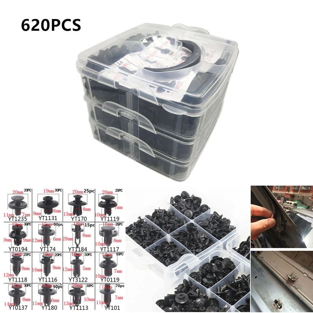 

620pcs Universal Car Auto Fastener Clips Side Skirt Bumper Door Trim Push Button