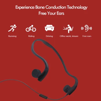 

Bone Conduction Headset Wired Free Ears Sports Headphones with Noise Reduction Microphone Durable Open-Ear for Cycling Driving