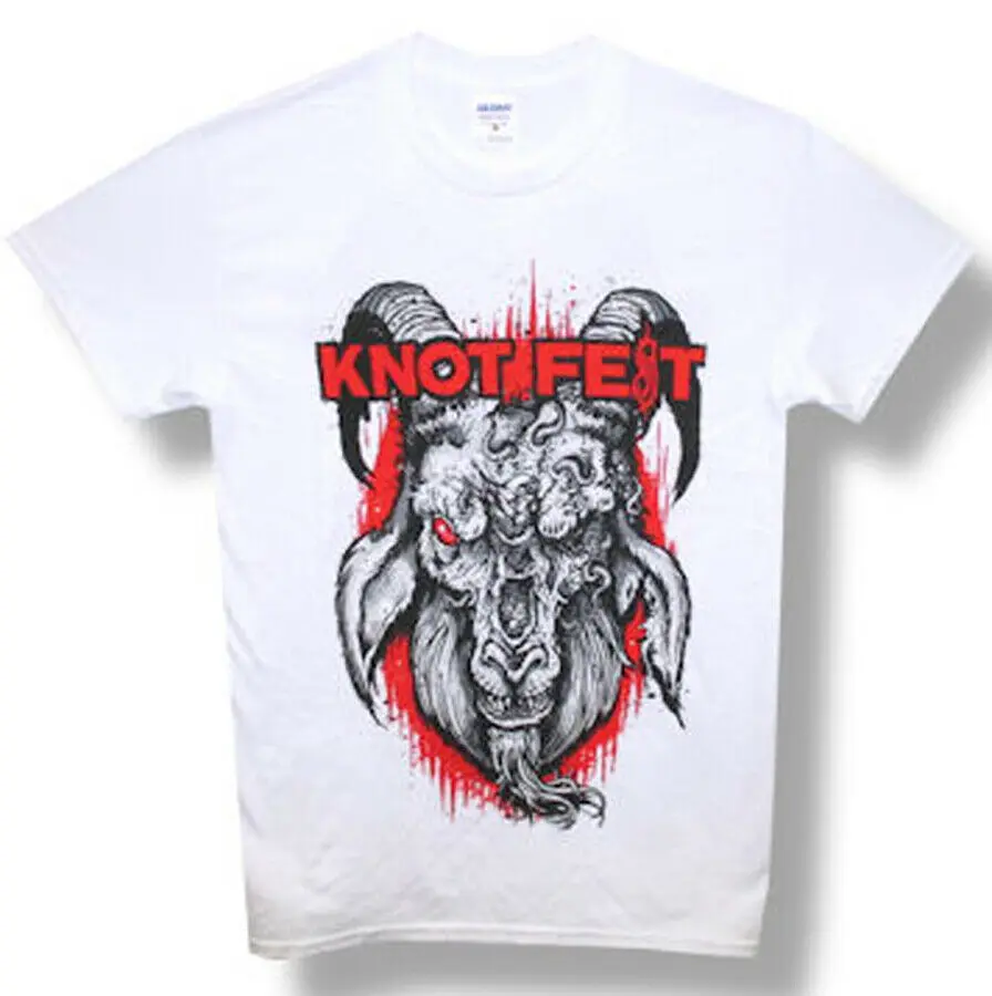 Slipknot-Knotfest 2014 Concert Event-Bloody Goat-XXL White T-shirt Hip-Hop Simple Splicing Tee Tops Shirt | Мужская одежда