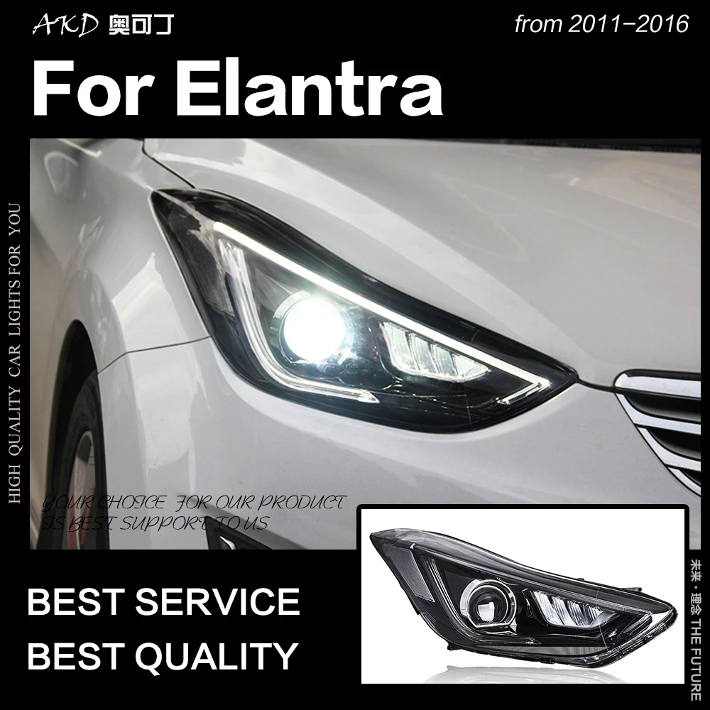 АКД стайлинга автомобилей фара для Hyundai Elantra светодиодный фар 2011 2016 дальнего