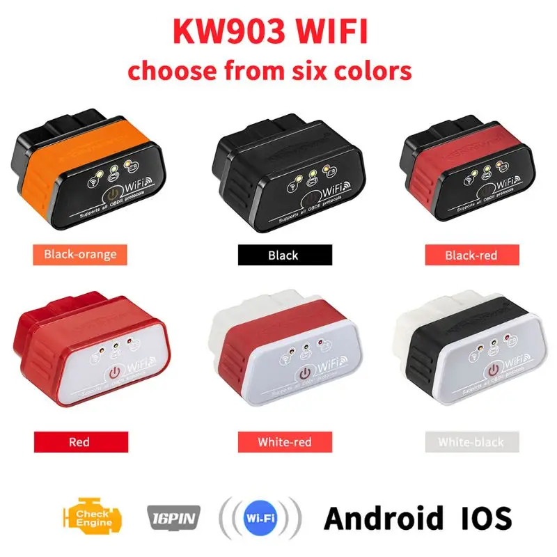 Диагностический инструмент ELM327 V1.5 OBD2 сканер PIC18F25K80 KW903 Wi-Fi OBD 2 ELM 327 Прямая поставка