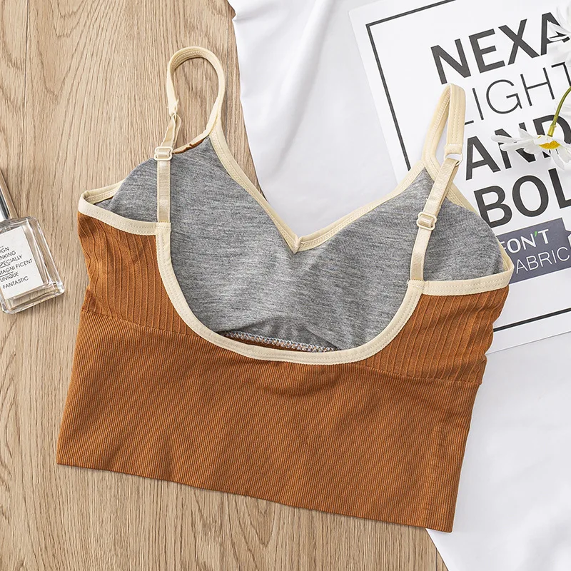 Women's Fashion Top Tube Top Bra Women's Cotton Underwear Seamless Breathable Bra Solid Color Ladies Soft Tank Up Sexy Lingerie