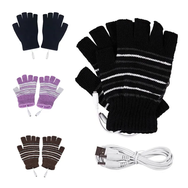 Перчаткосушитель с USB разъемом перчатки с электроподогревом зимние вязаные тепловые электрические теплая перчатка фиолетовые черные