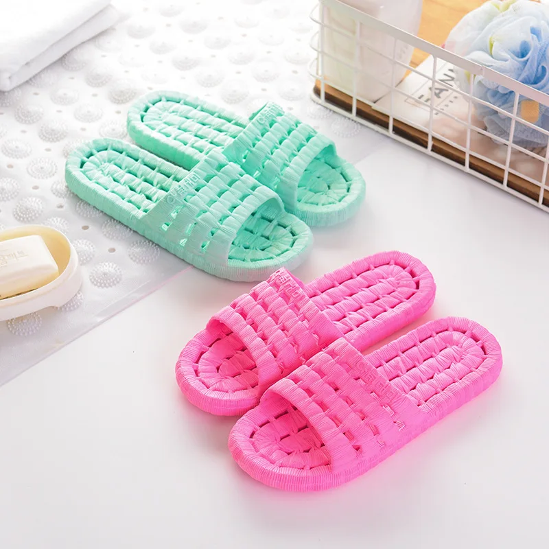 

Household Indoor Slippers Bathroom Thick Bottomed Slipper Women's Summer Household Couples Soft-Sole Anti-slip Bath Water Leakag