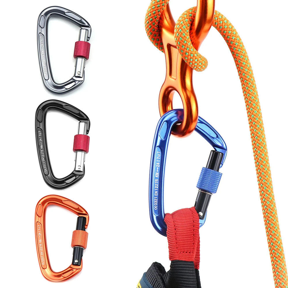 Carabiner with Screw Locking Gate 24KN Heavy Duty Carabiner Clips for Hammocks Camping Hiking Backpacking
