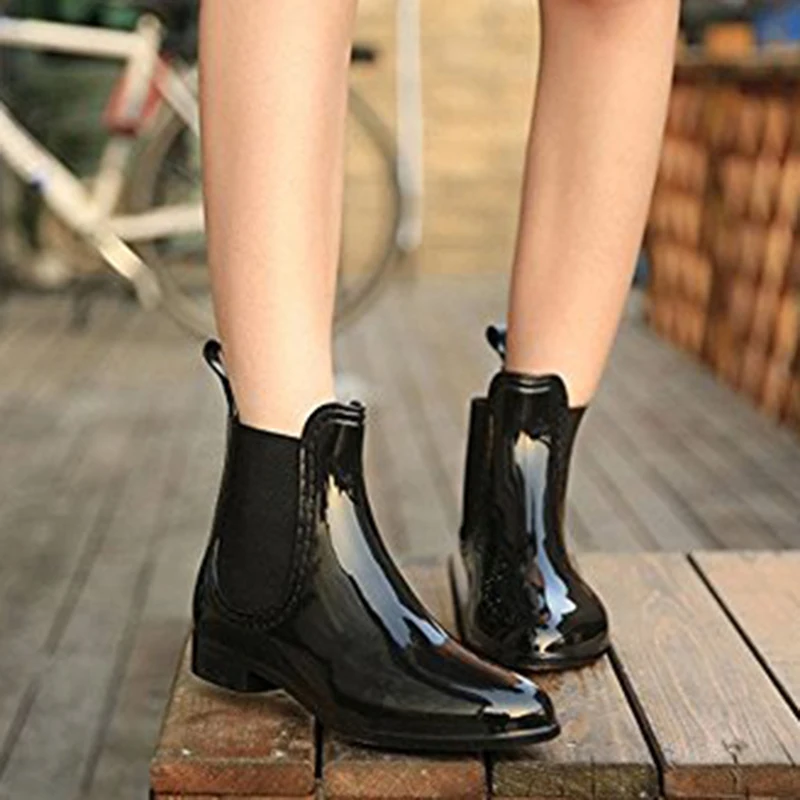 2020 New Rubber Women Ankle Rain Boots 