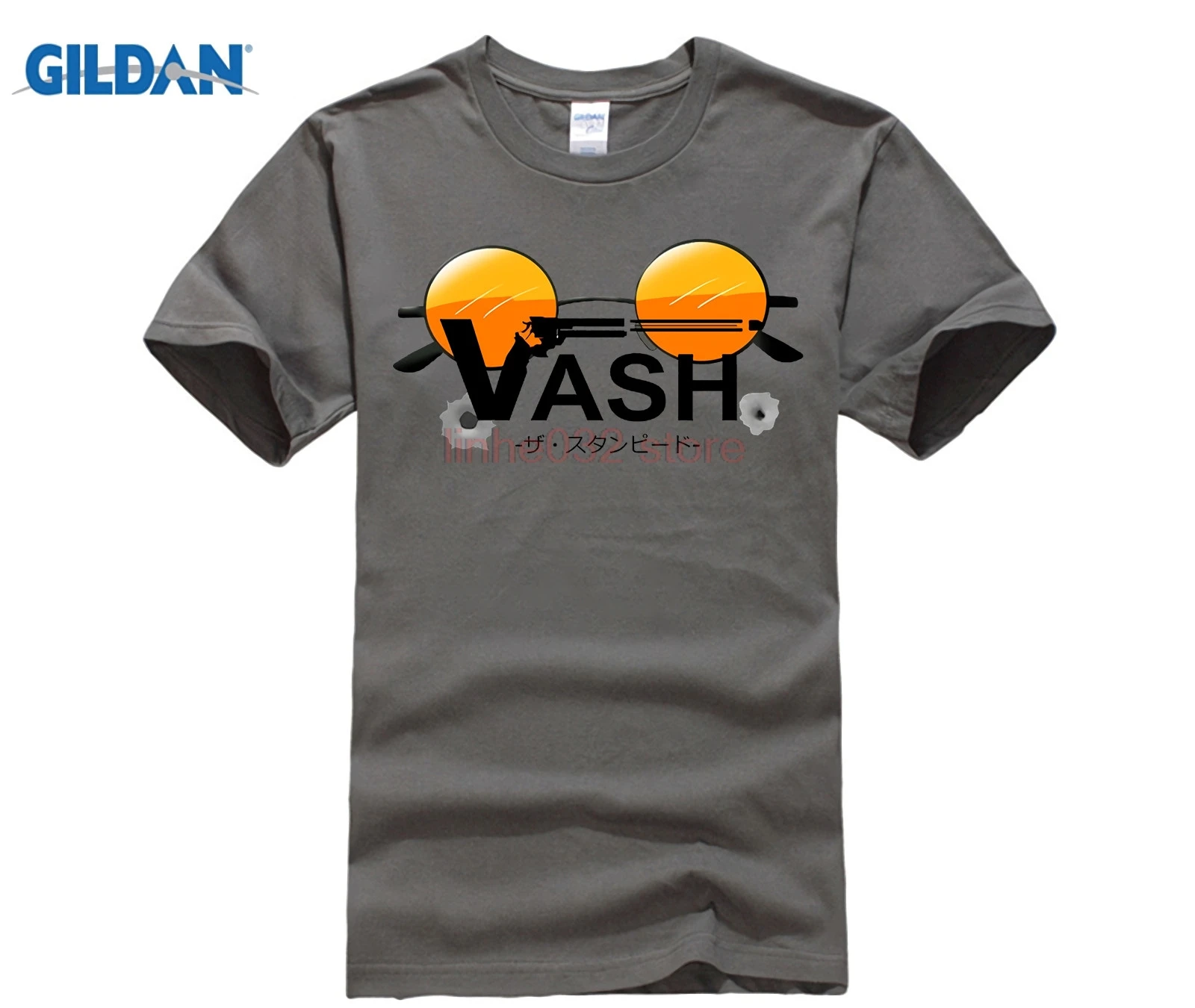 

2018 Latest Regular Fit Mens VASH Trigun T-shirts Custom Short Sleeved Eco Cotton Manga Glasses Tee T Shirts Mens