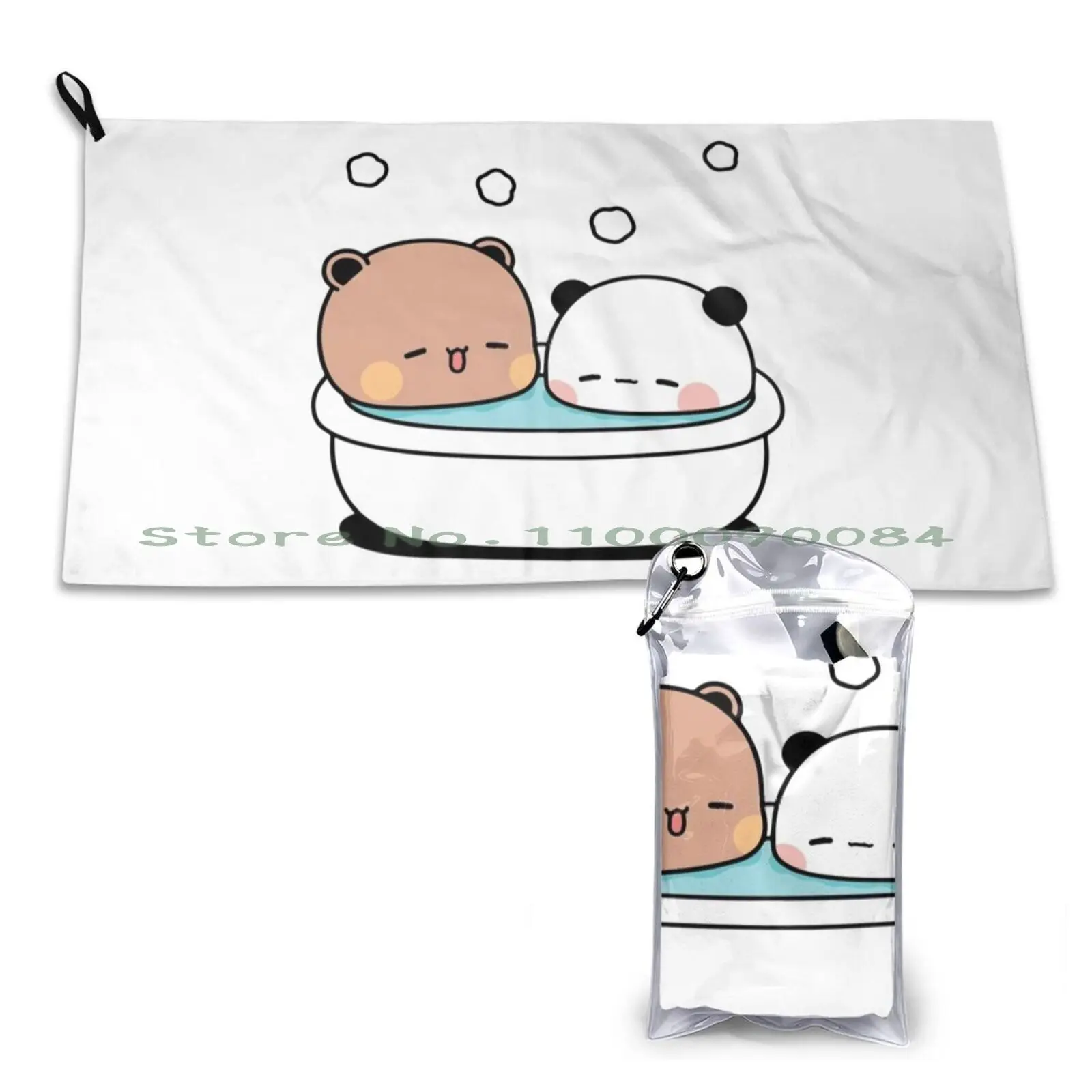 Bear And Panda Bubu Dudu Bath Quick Dry Towel Gym Sports Bath Portable Cute Panda Bear Love Bubu Dudu Soft Sweat-Absorbent