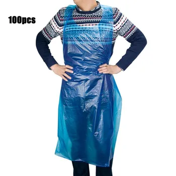 

100 Pcs Disposable Poly Aprons Transparent Cleaner Sanitary Oil Resistant Apron Household Daily Supplies #