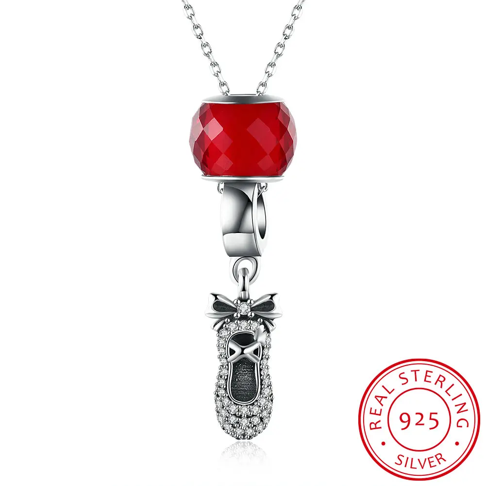 

GOMAYA Cute Shoes Drill-in Long Necklace 925 Silver Female PDRSVM020-24 Sterling Silver Pendant Necklaces Women