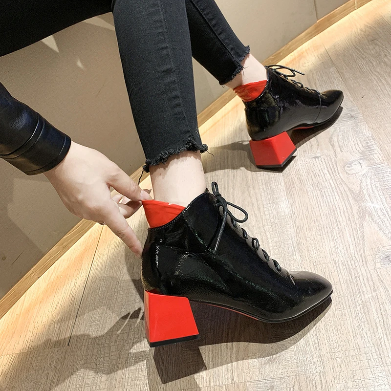 women pumps derss Ankle Martin boots women Platform Pointed Toe zipper high heels Party warm snow boots shoes woman Booties T056