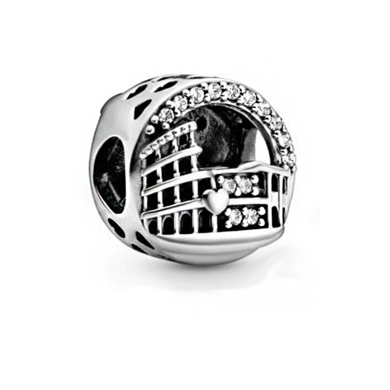 

2020 Summer New 925 Sterling Silver Rome Colosseum Openwork Charms Beads fit Original Pandora Bracelets Women DIY Jewelry