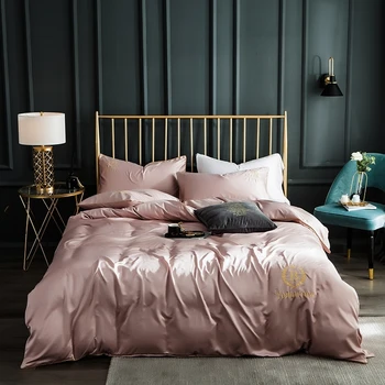 

2020 New Washed Silk Four-piece Suit Summer Silk Ice Silk Quilt Cover Bed Sheet Comfortable Quilt Cover for Bedroom