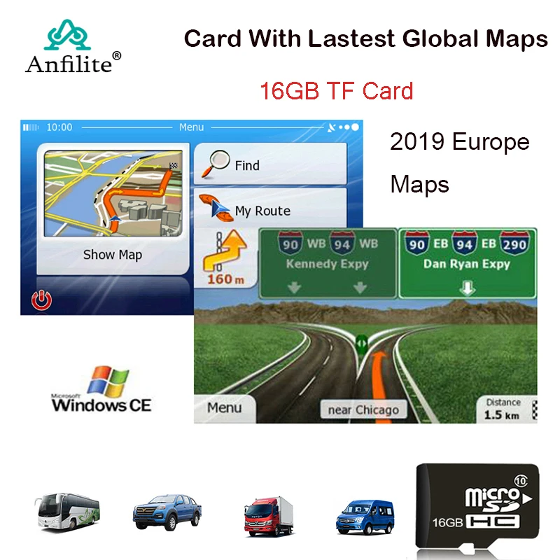 

GPS accessories 16G gps maps sd card 2019 latest Map for WinCE car gps navigation map Europe/Ru/USA/CA/AU/Israel Car gps map