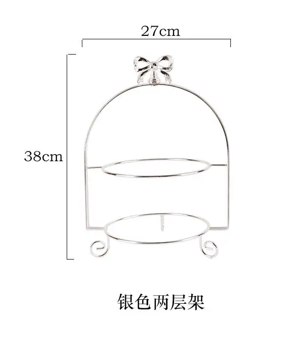 Европейская многослойная десертная подставка для торта, тарелка для десерта, фруктовый поднос, послеобеденный чай, трехъярусная подставка для торта, Европейская многослойная - Цвет: Silver  B