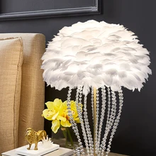 Белый, коричневый, Лебединое перо, светодиодная настольная лампа, форма медузы, хрустальные бусины, Ночной светильник, настольная лампа для дома, рабочего стола, Рождественское украшение