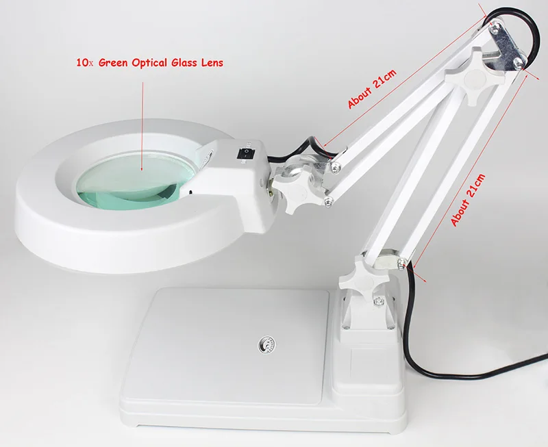 220V10XTableTopStandOpticalGlassSolderingMagnifyingGlassLamp