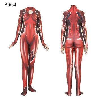 

The Flash Cosplay Costume 3D Print Lycra Spandex Zentai Bodysuit Suit Jumpsuit Super Hero Halloween Costume for Women Kids Adult