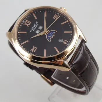 

40mm corgeut black Dial Month Date Roségold Automatic Movement mens watch
