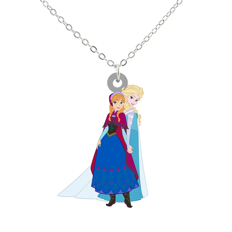 Disney Beautiful Princess Aisha Long Jewelry Chain Necklace Epoxy Design Compact Epoxy Pendant Necklace Cute Girl Accessories 