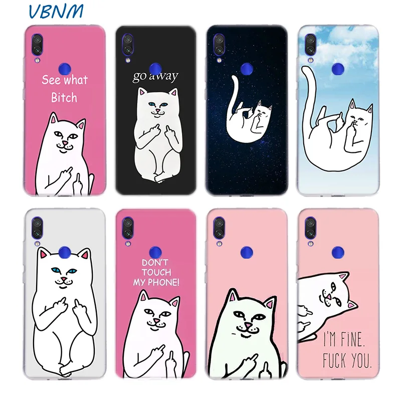 

Cartoon Middle Finger Cat Silicone Case For Xiaomi Redmi Note 7 6 Pro 5 4 4X K20 7A S2 A1 A2 5A 6A Y3 Xiomi A3 9T 9 SE F1 S2