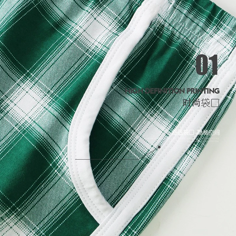 mens cotton pajama sets Summer Mens Cotton Sleep Bottoms Side Split Pouch Pyjamas Boxer Shorts Casual Male Plus Size Loose Plaid Home Underwear jockey pajama pants