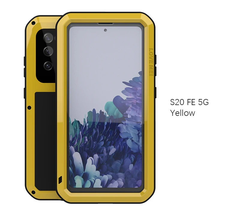 Love Mei For Samsung Galaxy S20 FE Metal Aluminum Armor Shockproof Heavy Duty Case protective Cover+Gorilla Glass (14)