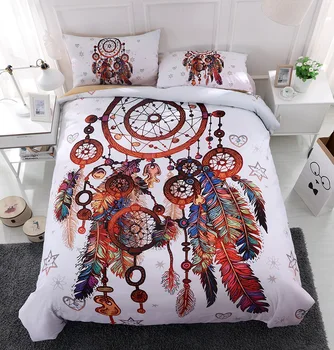 

BEST.WENSD Wholesale Printed Dreamcatcher bedding cover set 3d Boho comforter beddings white dekbed overtrek bed-set Feather