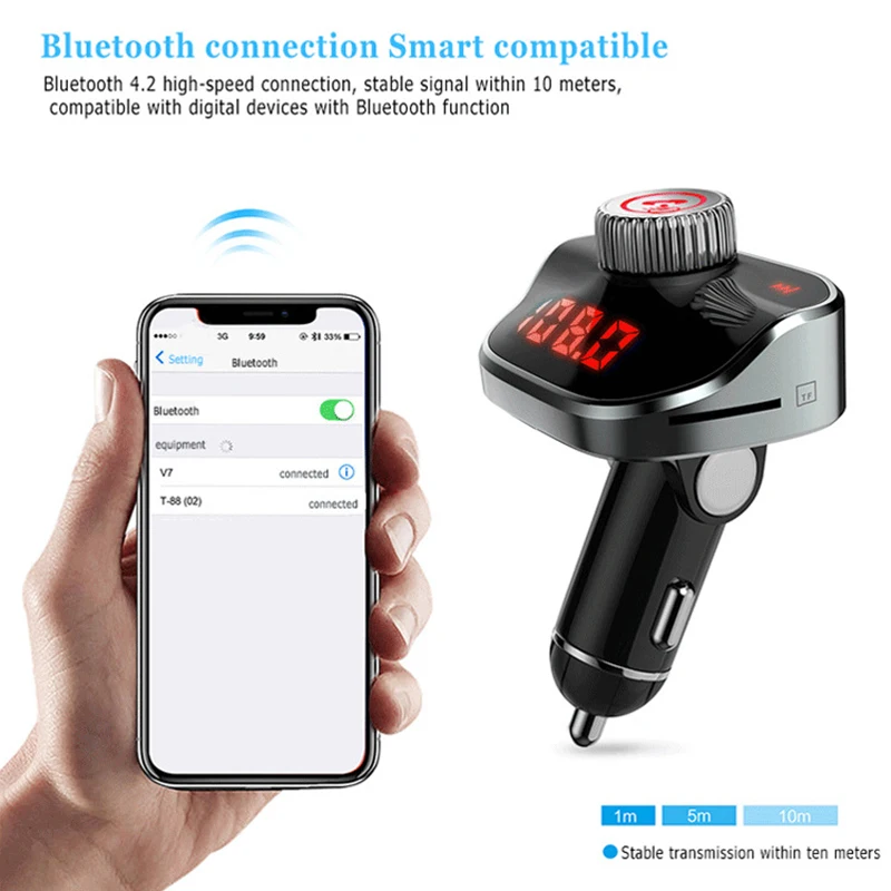 Bluetooth 4,2 FM передатчик Handsfree автомобильный комплект Двойной USB зарядка аудио приемник музыкальный плеер SP99