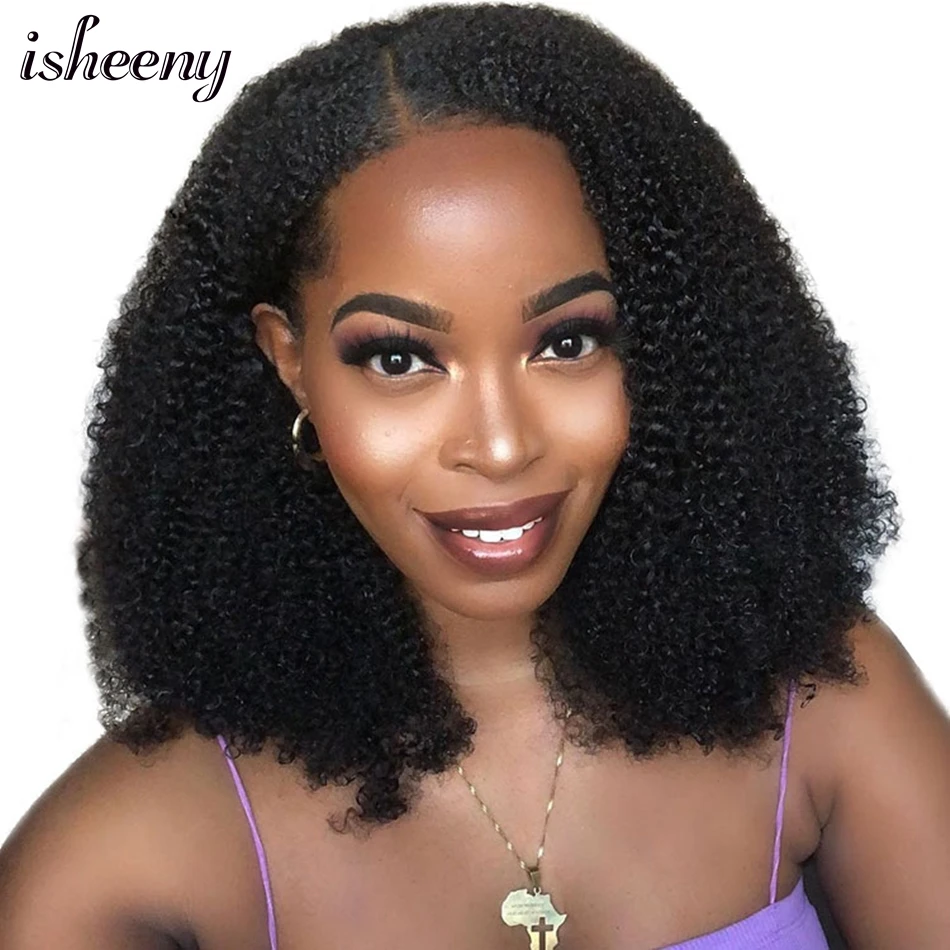 Low Price Isheeny Afro Kinky Curly Clip In Hair Extensions 8"-20" Human Hair Natural Color Color aKwjMm77R6o