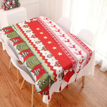 

1PC Table Runner Linen Christmas Elk Christmas Tree Bell Cartoon Tablecloth for Halloween Easter Dinner Party Supplies Home Deco