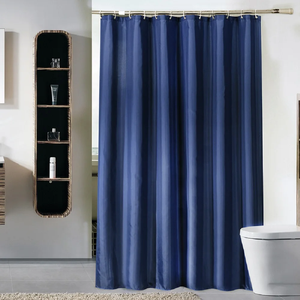 

Waterproof Thicken Blue Bathroom Shower Curtain Polyester Mildew Proof Bath Tub Curtain with 12 pcs Hooks