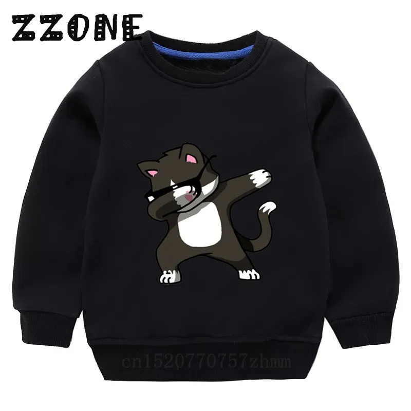 2081J-Black Детские толстовки с капюшоном дети вытирая Животные Единорог/кошка/свитшоты с пандой пуловер для малышей, топы для девочек, Осенняя Одежда для мальчиков, KYT2081 - Цвет: 2081J-Black