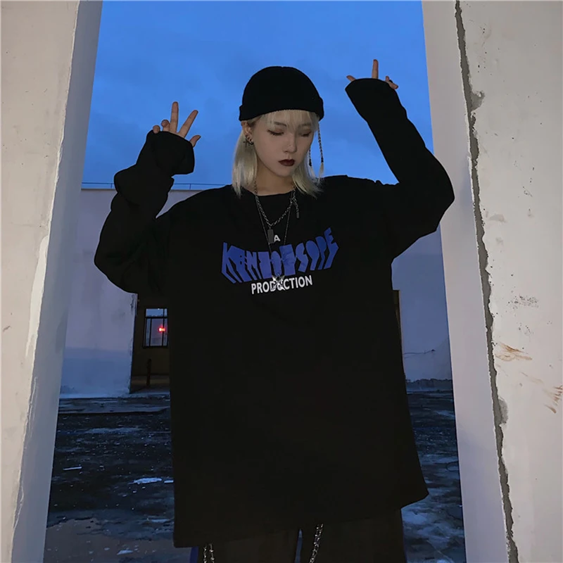 

Letter Print men T shirt Oversized Couple 2019 New Vogue Clothes Plus size Autumn Winter Long Sleeve cotton Polyester women Tops
