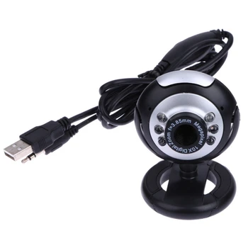 

50MP High Definition 6 LED Webcam Camera With USB Microphone Rotatable For PC