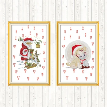 

Christmas Calendar Patterns Kit Cotton Thread Embroidery Needlework Sets Cross Stitch Kits Wall Home Decor DIY Needlework Crafts