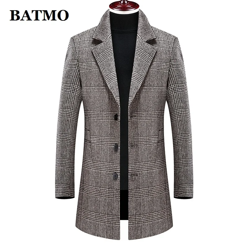 Batmo 2020 new arrival winter wool thicked plaid casual trench coat men,men's winter warm coat,winter jackets men 898 Batmo 2020 new arrival winter wool thicked plaid casual trench coat men,men's winter warm coat,winter jackets men 898