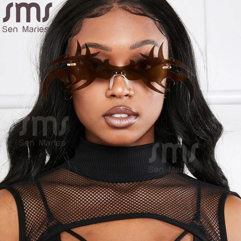 OversizedPunkRimlessSunglassesMenWomenLuxuryFashionBigCrab