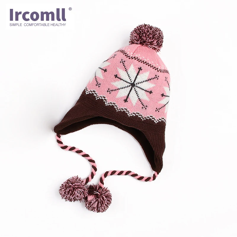 Ircomll/комплект из 3 предметов, шапка для мальчиков и девочек, двойная теплая шапка, зимняя детская вязаная шапка для мальчиков, шерстяная шапка+ шарф+ перчатки, зимние аксессуары