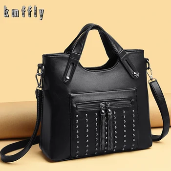 

2020 Luxury Rivet Handbag Women Bags Leather Lady Crossbody Bags Ladies Tote Large Capacity Female Shoulder Bag Sac A Main